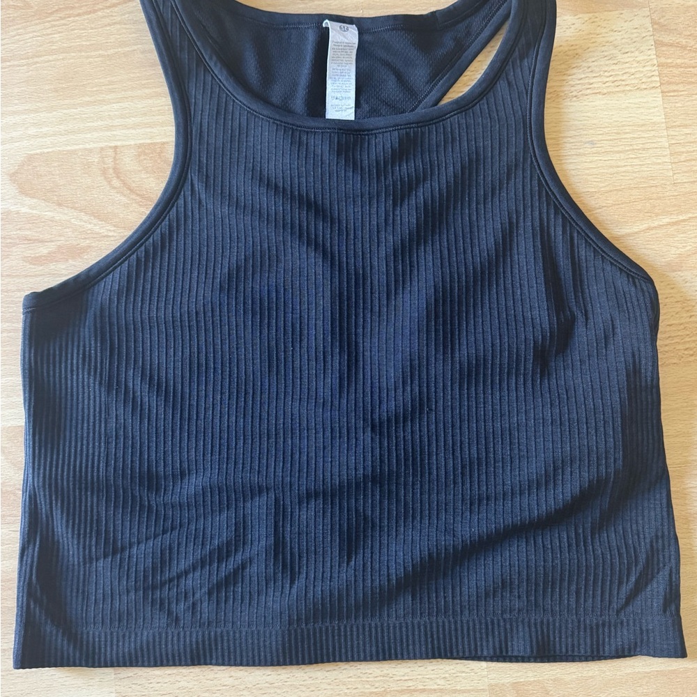 lululemon athletica Black Ribbed Tank Top cropped